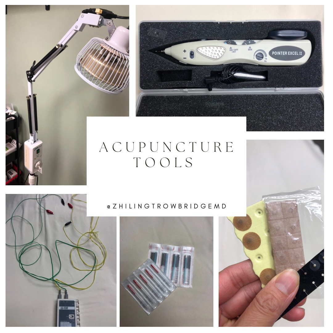 An assortment of acupuncture tools